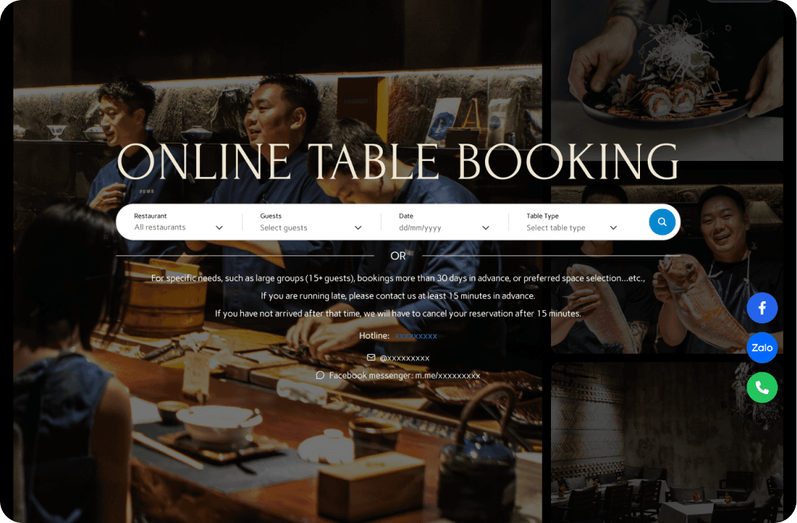 Widget website booking online